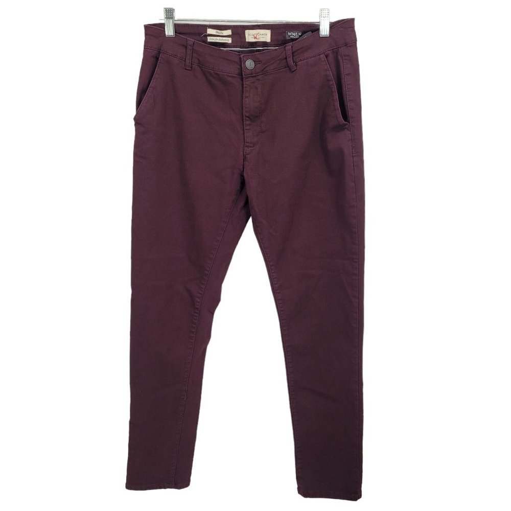 Scott James Mens 34 x 32 wine purple skinny slim fit jeans stretch cotton blend